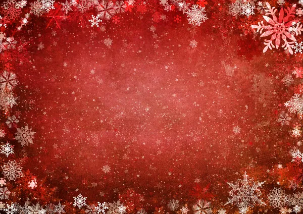 Fondo de Navidad rojo invierno con copos de nieve —  Fotos de Stock