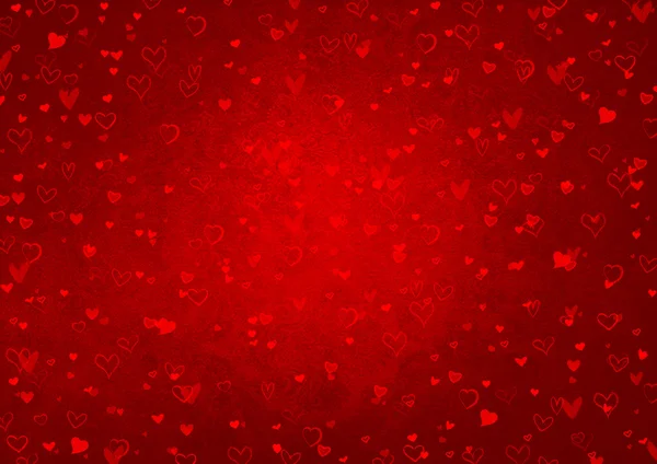 Fondo rojo de San Valentín con corazones — Foto de Stock