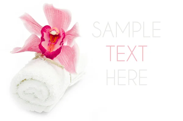 Flower and towel rolls-close up — Stock Photo, Image