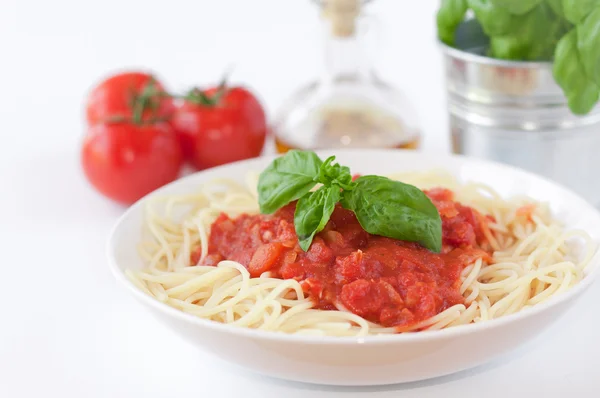 Espaguetis con salsa de tomate — Foto de Stock