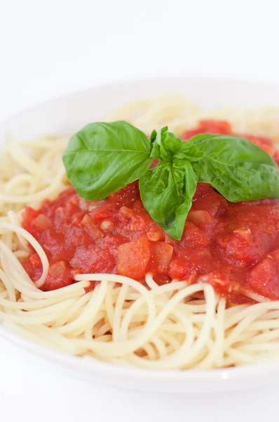 Espaguete com molho de tomate — Fotografia de Stock