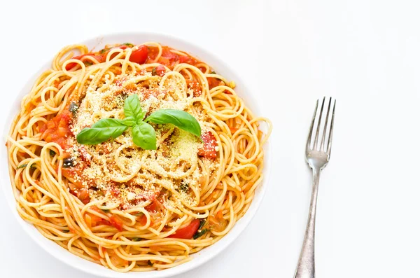 Espaguetis con salsa de tomate — Foto de Stock