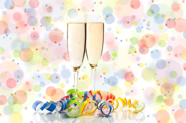 New years decoration on white background- champagne — Stock Photo, Image