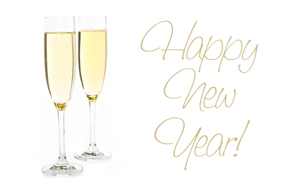 Nyårs dekorationen på vit bakgrund-champagne — Stockfoto