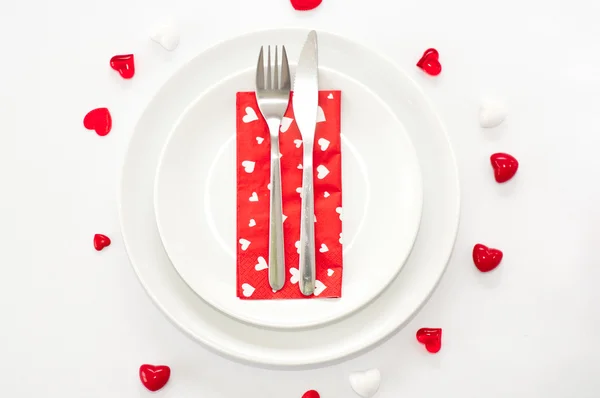 Sevgililer günü için romantik Dinner.Place ayarı — Stok fotoğraf