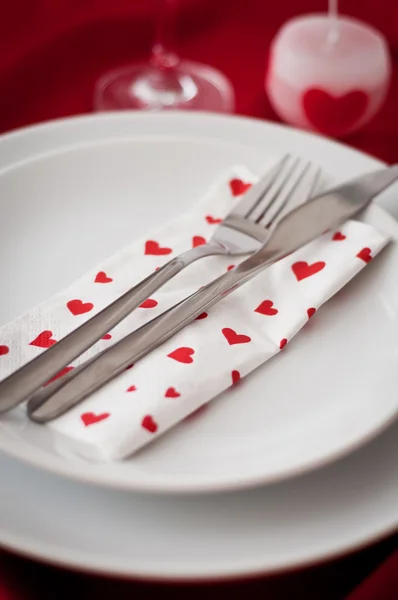 Cena romántica.Lugar de ajuste para el Día de San Valentín — Foto de Stock