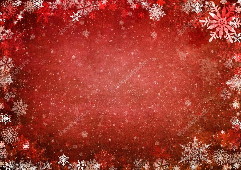 Winter red christmas background with snowflakes — Stock Photo
