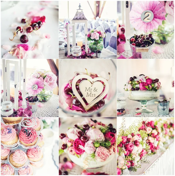 Bruiloft decoraties collage — Stockfoto