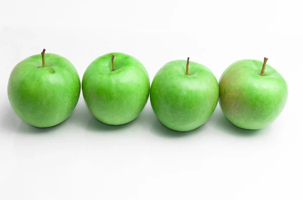 Fresh green apples isolated on white background — Stock Photo, Image