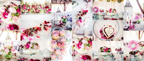 Svatební dekorace koláž — Stock fotografie