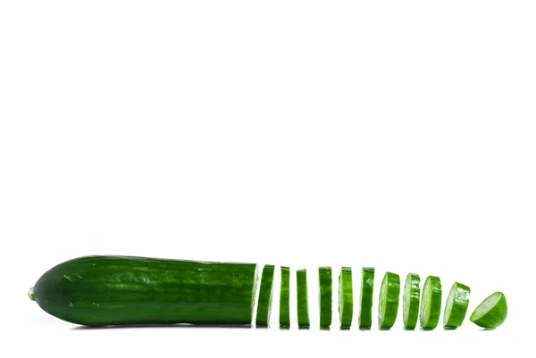 Cucumber and slices isolated over white background — Stock Photo, Image