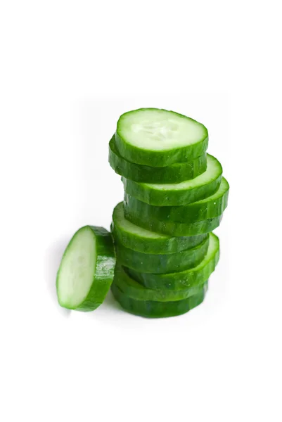 Cucumber and slices isolated over white background — Stock Photo, Image