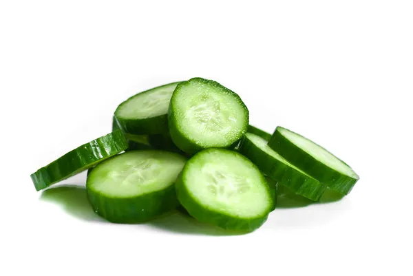 Cucumber and slices isolated over white background — Stock Photo, Image