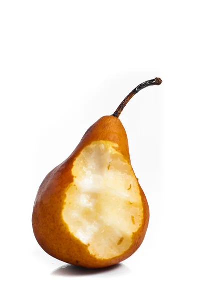 Halb gegessen Birne isoliert auf weißem Hintergrund Stockbild