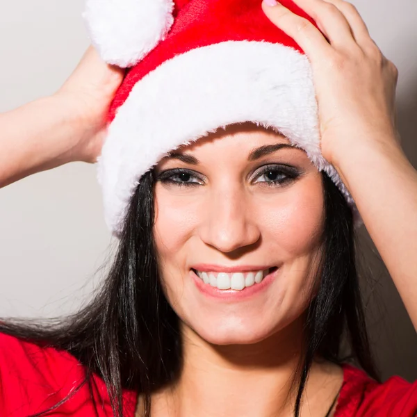 Kvinna jultomten — Stockfoto