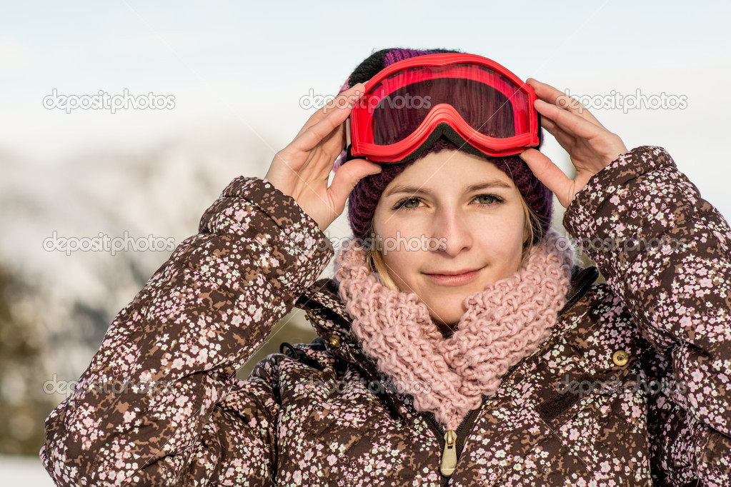 Sport woman in ski goggles