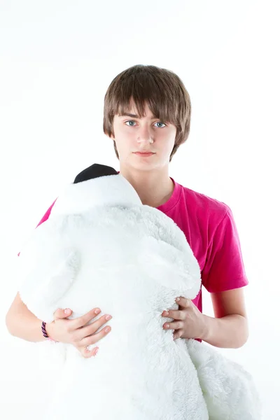 Nastolatek z białego niedźwiedzia — Zdjęcie stockowe