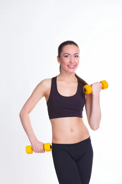 Woman with dumbbells — Stock Photo, Image