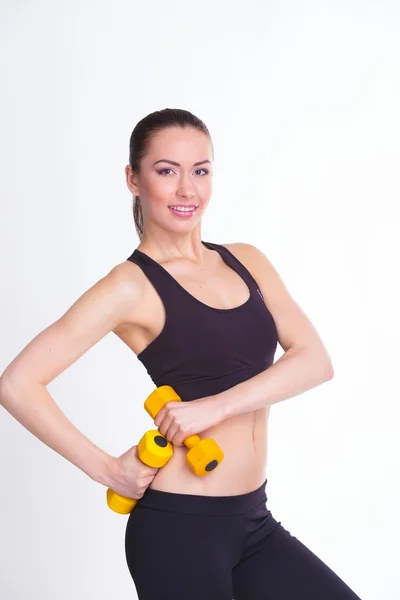 Mujer con mancuernas —  Fotos de Stock