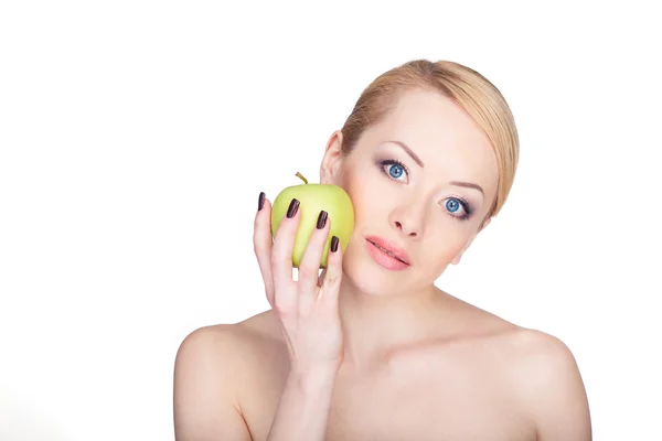 Donna con mela — Foto Stock