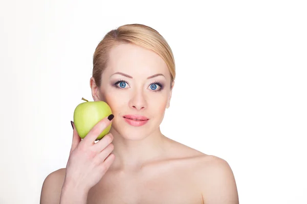 Woman with apple Stock Photo