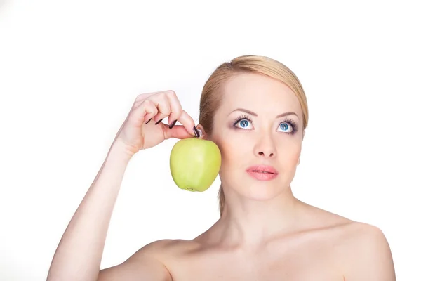 Woman with apple Stock Photo