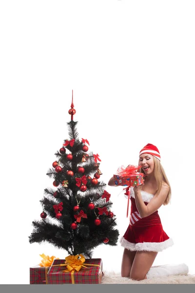 Kvinna santa — Stockfoto