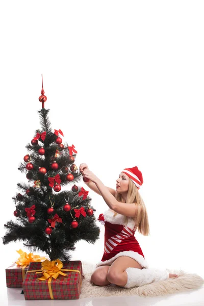 Kvinna santa — Stockfoto