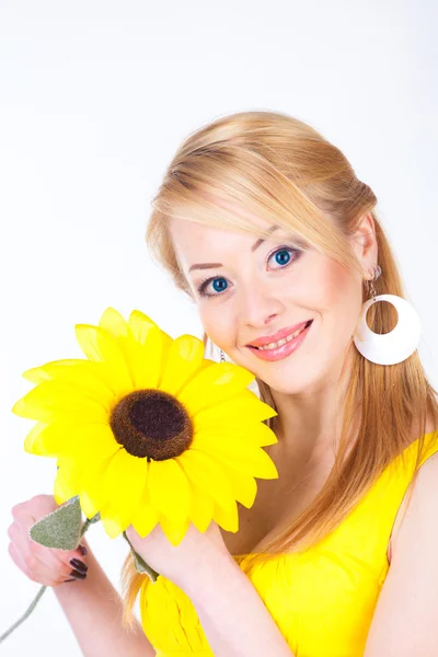 Frau mit Blume — Stockfoto