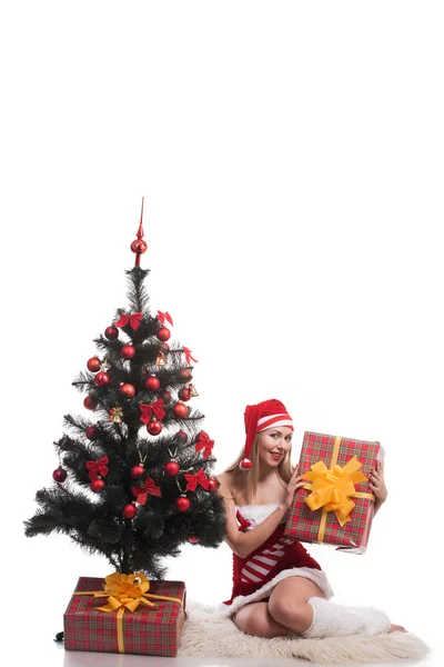 Kvinna santa — Stockfoto