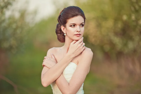 美しいブルネット花嫁の肖像画 — ストック写真