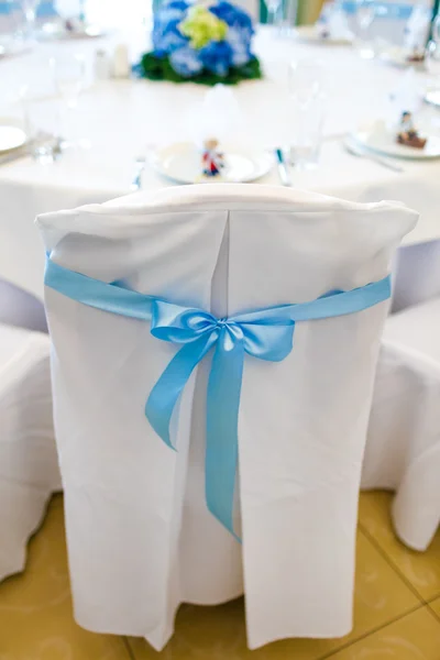 Chair, beautifully decorated with ribbon — Stock Photo, Image