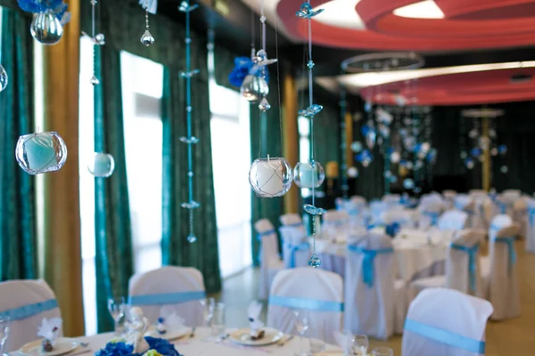 Interior of the restaurant, decorated for the holiday — Stock Photo, Image