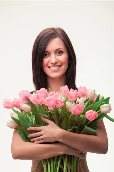 Fille avec un bouquet — Photo