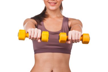 kadın dumbbell ile