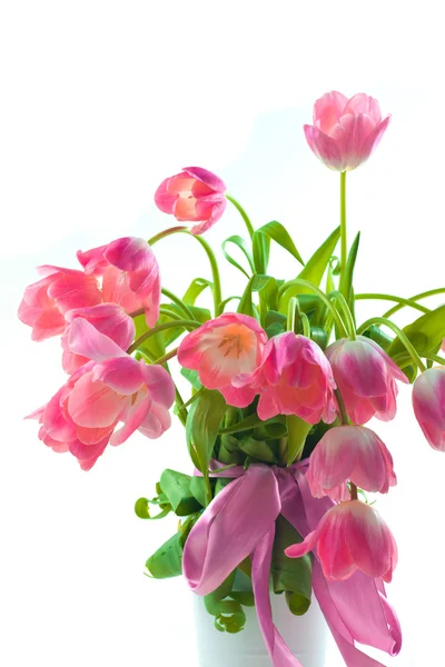 Bei tulipani rosa in vaso — Foto Stock