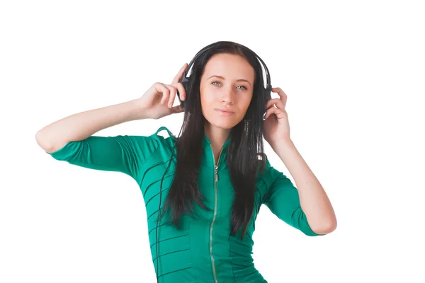 Girl with headphones — Stock Photo, Image