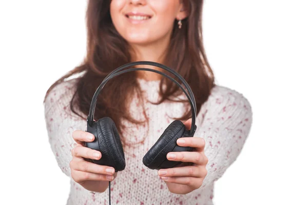 Menina com fones de ouvido — Fotografia de Stock