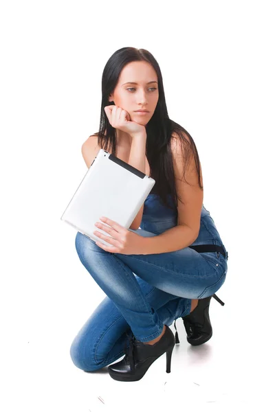 Young girl with tablet pc — Stock Photo, Image