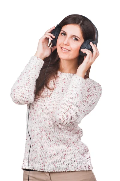 Girl with headphones — Stock Photo, Image