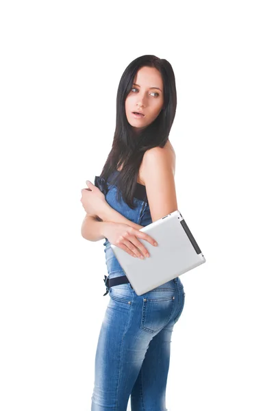 Young girl with tablet pc — Stock Photo, Image