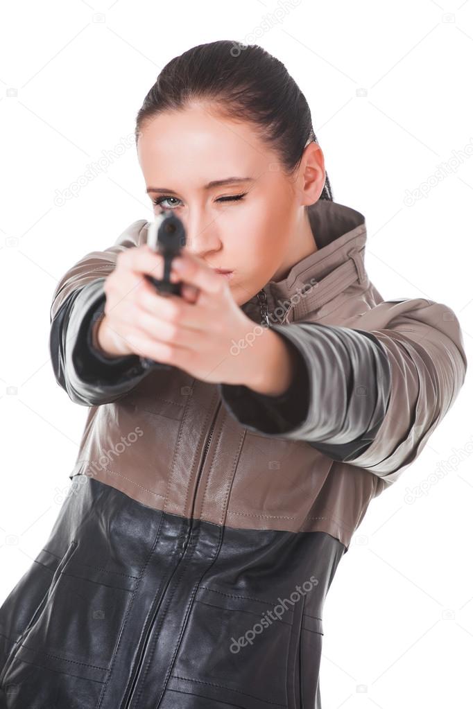 Beautiful sexy girl with gun