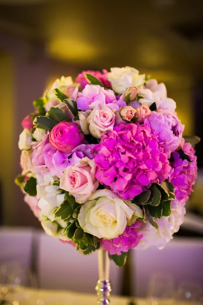 Celebratory tables decorated with flowers — Stock Photo, Image