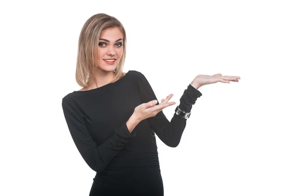 Mujer de moda en vestido negro — Foto de Stock