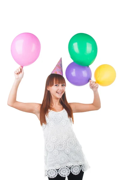 Vrouw met ballonnen — Stockfoto