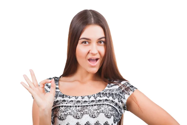 Woman showing ok sign — Stock Photo, Image