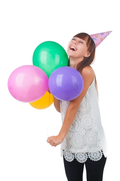 Vrouw met ballonnen — Stockfoto