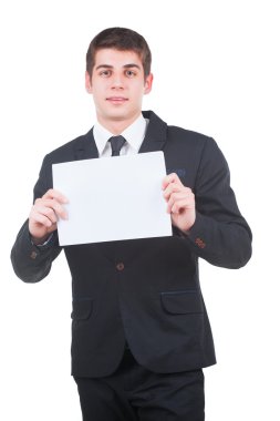 boş kağıt ile yakışıklı işadamı