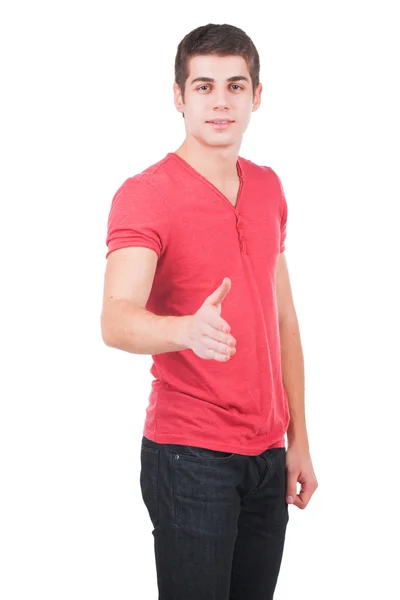 Man shows hand sign — Stock Photo, Image