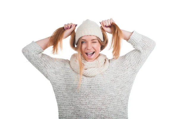 Ragazza in maglione bianco — Foto Stock